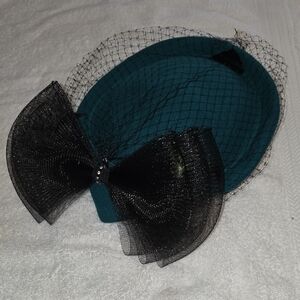 Chic Teal and Black Bow Fascinator